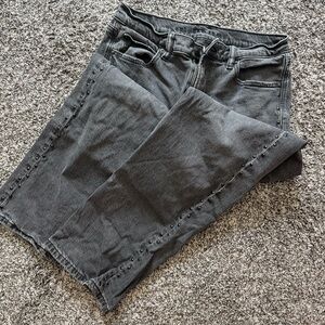 American Eagle Outfitters Black Wash Straight-Leg Jeans with Side Studs